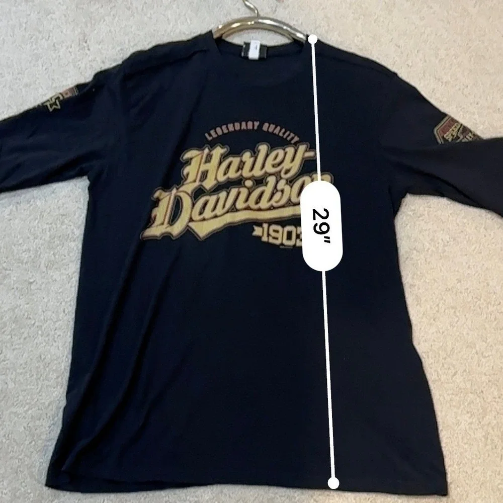 Harley Davidson Long Sleeve Shirt‎ Mens Large St Charles Missouri Eagle Graphic